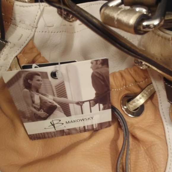 B Makowsky Pastel Leather Satchel Shoulder Bag NEW